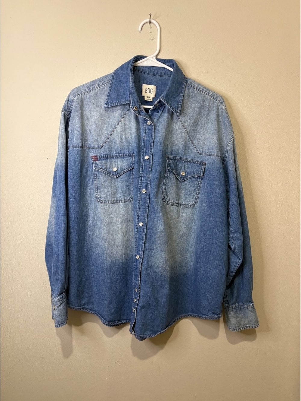 BDG oversized Denim Button-Up Shirt - Size Small, Light to Medium Wash